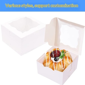 Caja Cuadrada para Pastel de Papel Kraft con Ventana Transparente, Plegable, Creativa, de Cartulina Blanca para Empacar Dulces, Macarons y Donas - Product Image 2