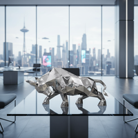 Sculptures d'animaux ruraux en acier inoxydable poli, géométriques, pour l'extérieur, sculpture de vache, prix de gros usine