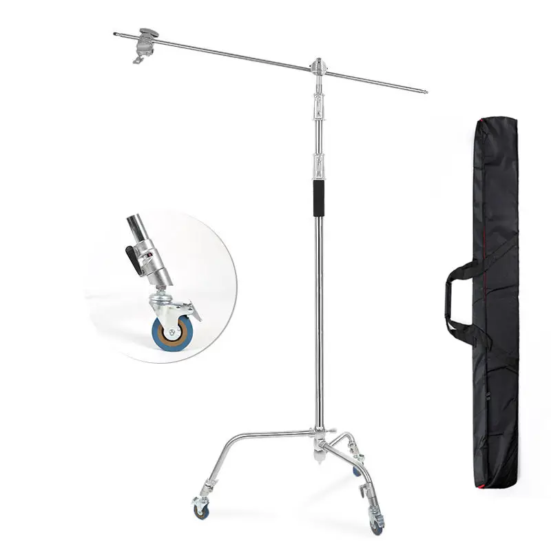 Soporte de luz para estudio fotográfico, soporte resistente de 40 pulgadas para iluminación de estudio fotográfico, con brazo de 3,3 M, de acero inoxidable