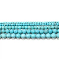 Perles rondes en pierre en gros 4mm 6mm 8mm 10mm Turquoise bleue, fil de pierres précieuses en vrac pour la fabrication de bijoux fantaisie