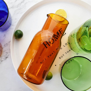 Brocca per bottiglia in <span class=keywords><strong>vetro</strong></span> borosilicato colorato fatta a mano con coperchio bicchiere per succhi bicchiere da comodino <span class=keywords><strong>caraffa</strong></span> per <span class=keywords><strong>acqua</strong></span> in <span class=keywords><strong>vetro</strong></span> con Set di tazze - Product Image 5