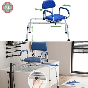 כסא מקלחת מסתובב לקשישים - כסא בטיחות מתכוונן לשימוש בית חולים ומלונות עם ידיות - Product Image 1
