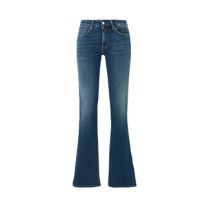 Modern Bootcut Jeans For Women In Lightweight Denim With Subtle Flare And Body Hugging Upper Leg Construction - Product Image 1
