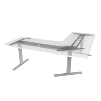 Bureau moderne motorisé en forme de L bureau d'ordinateur électrique en forme de L bureau d'angle debout hauteur réglable blanc