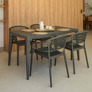 Set di 4 sedie Saona in plastica riciclata, stile moderno e comfort - Bianco - Product Image 1
