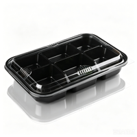 Barquette à fruits transparente en PET avec couvercle à clipser, 6 compartiments, jetable, pour fruits frais coupés, plateau de fête, qualité alimentaire, vente en gros
