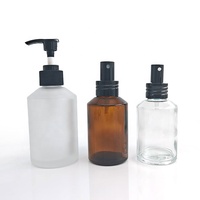 Sérum pour la peau givré, huile essentielle, flacon rond en verre ambré de luxe avec bouchon compte-gouttes