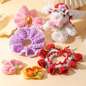 Bandanas, colliers et chouchous pour animaux de compagnie en <span class=keywords><strong>crochet</strong></span> faits main, accessoires mignons en forme de fleurs tricotées pour petits chiens et chats, vente en gros. - Product Image 1