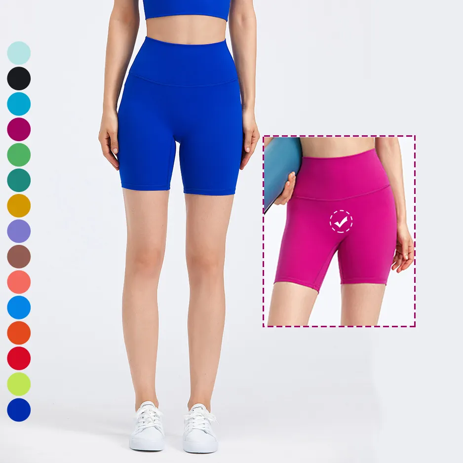 LOGO personalizzato Tummy Control No Camel Toe Running Workout Biker Gym yoga pantaloncini da donna