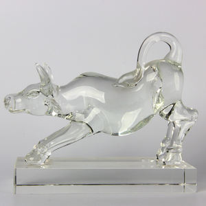 クリスタルブル置物ギフトやお土産用のガラス動物 - Product Image 1