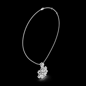 จี้เพชรรูปทรงเรขาคณิตสีเงินประดับดอกไม้ พร้อมสร้อยคอชุบทอง ดีไซน์หรูหราทันสมัยสำหรับผู้หญิงในงานแต่งงาน - Product Image 2