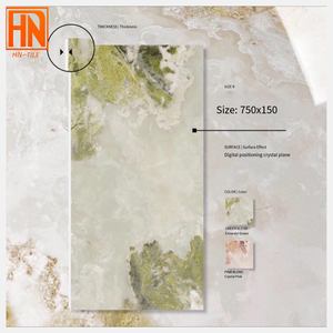 Azulejos Verdes <span class=keywords><strong>de</strong></span> Lujo <span class=keywords><strong>de</strong></span> 75x150 Milímetros, Textura <span class=keywords><strong>de</strong></span> <span class=keywords><strong>Piedra</strong></span> Pulida para Pisos, Resistentes al Desgaste, Paneles <span class=keywords><strong>de</strong></span> Porcelana para Paredes a Bajo Precio - Product Image 1