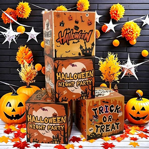Halloween <b>Balloon</b> Box with Orange Horror Theme-Printed Paper Party Scene <b>Decoration</b> and Setup Props - Product Image 2