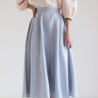 Lin élégant Maxi jupes bleu en vrac plissé sirène lin femmes jupes pour dames