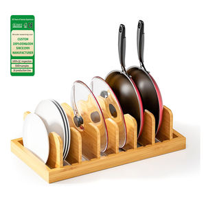 Organizzatore Regolabile in Bambù per Coperchi di <span class=keywords><strong>Pentole</strong></span>, Cassetti, Ripiani per <span class=keywords><strong>Pentole</strong></span>, Taglieri, Teglie da Forno e Piatti - Product Image 1