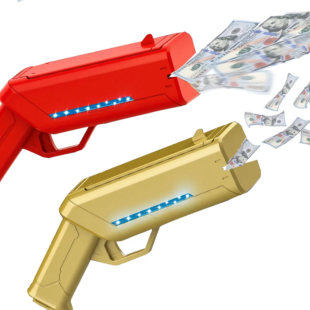 Toptan özel Led para püskürtme tabancası kağıt süper parti kutlama nakit atıcı makinesi kendi logosu ile gerçek para tabancası