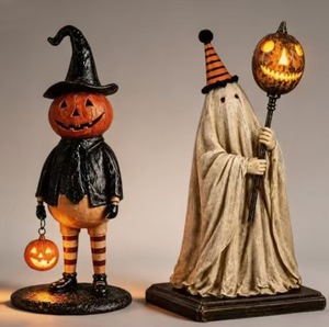 Ornement rétro en résine pour Halloween, citrouille lumineuse, fantôme, statue de citrouille, décoration de scène de bureau pour les fêtes - Product Image 5