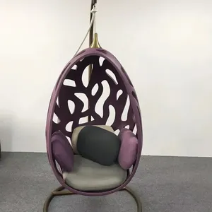 Factory wholesale Morden Style egg swinging chair fiberglass hanging basket chair with stand