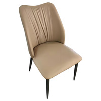 Chaise de salle à manger moderne en cuir PU, dossier rembourré, pieds en métal, assise ergonomique, mobilier imperméable pour la maison et l'hôtel