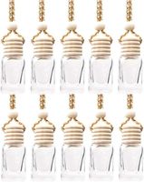 Flacons de parfum pour voiture en verre transparent carré recyclable de 8 ml et 10 ml, avec bouchon en liège, corde suspendue, impression sérigraphique, diffuseur de parfum ALLWIN