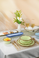 Service de table en porcelaine incrustée d'or de luxe - Assiettes et vaisselle élégantes en céramique pour mariage, hôtel et restaurant
