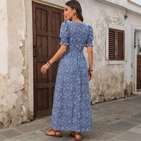 Robe Bohème pour Femme, Col Carré, Manches Bouffantes, Élégante, Robe d'Été, Robes Casual, Robe Maxi pour Soirée