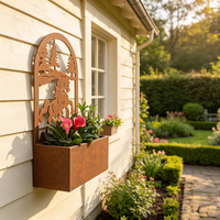 Fournitures de jardin : Jardinière murale en métal rouillé en forme de cheval, pour décoration extérieure de maison et balcon, collection Printemps Festif