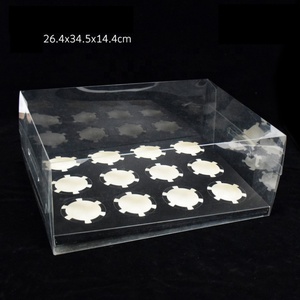 Boîte à muffins rectangulaire en plastique transparent PET avec 12 trous, boîte à cupcakes en carton noir et blanc - Product Image 3