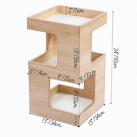 Meuble pour chat moderne en bois, type table de chevet, avec lit, griffoir, perchoir, 3 niveaux et base antidérapante