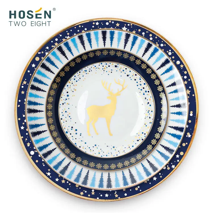 European Luxury Custom Logo Modern Elegance Fine 16Pcs china Tableware Ceramic Dinnerware Sets Christmas Porcelain Dinner Sets