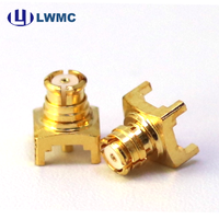 Connecteur RF LWMC SMP femelle 4 pattes monté sur circuit imprimé jusqu'à 18 GHz, plaqué or, VSWR max 1.3