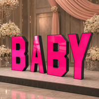 Lettres géantes 3D en acrylique LED BABY pour la décoration de fête de révélation du sexe du bébé, couleur rose et noir, taille personnalisable