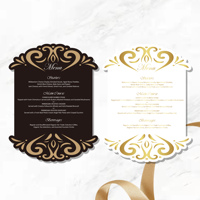 Tarjetas de Invitación Modernas y Sencillas con Diseño Personalizado en Dorado, Acrílico Negro/Blanco para Bodas, Fiestas, Ángel Musical, Hada, Menús de Papel