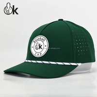 Gorra de Béisbol de 5 Paneles con Cordón, Bordado Personalizado, Impermeable, con Orificios Perforados, para Deportes y Golf