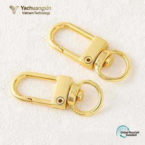 Polished Brass <b>Snap</b> Hook Swivel Locking Carabiner <b>Clip</b> Hardware for Keychain Lanyard Use - Product Image 3