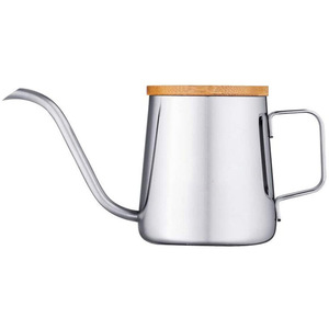 Cafetera de acero inoxidable con asa de bambú y tapa de teflón, de boca larga y pequeña, para café expreso. - Product Image 5