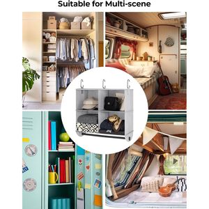 Hanging Closet Organizer 4 Section Fabric <b>Storage</b> With Metal Rod For Bedroom Clothing Organization - Product Image 5