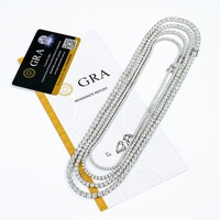 Collar de tenis de 2mm 3mm 4mm 5mm con moissanita de corte brillante, chapado en plata 925, oro blanco/amarillo, cadena de eslabones clásica unisex con engaste de garra