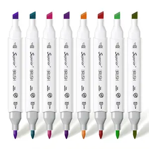 12pcs/Box Dual Tip Hook Line Pens Colored Markers Soft Head