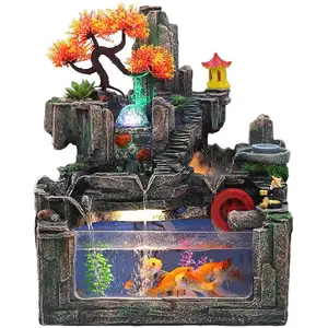 Kapalı çeşmeler Feng Shui süsler Rockery çeşme masaüstü çeşme balık tankı oturma odası balkon eve taşınma açılış hediye