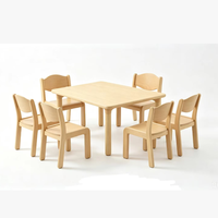 Ensemble de chaises et de bureaux d'école en bois modernes pour tout-petits, pour la salle de classe de maternelle - Design écologique