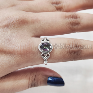 แหวนผู้หญิงพลอยโทแพซธรรมชาติ หินประจำเดือนพฤศจิกายน สไตล์โบฮีเมียน ของขวัญคริสต์มาส เครื่องประดับทำมือ แหวนเงินแท้ 925 - Product Image 1