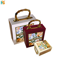 Kotak Hadiah Pernikahan Magnetik Beludru Taman Misterius Bahan Bambu Daur Ulang Laminasi Matt Embossing Kemasan Liburan Meriah