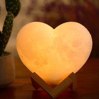 Offre Spéciale Saint Valentin Présent Amour USB Rechargeable Personnalisé Imprimé Lampe 3d lune coeur lampe