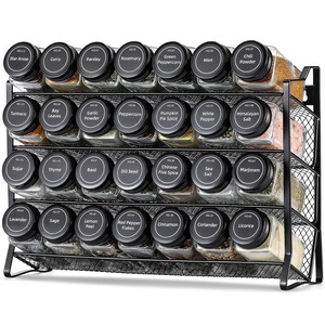 ชั้นวางเครื่องเทศสี่ชั้น ทำจากเหล็กดัด ไม่ต้องเจาะ ตู้เก็บของในครัว สำหรับขวดเครื่องปรุงรส ฝาปิดสนิท ขนาด L - Product Image 1