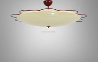 Plafonnier Saucer Moderne du Milieu du Siècle, Lampe Italienne Vintage à Fixation Murale avec Abat-jour en Verre Crème pour Salon