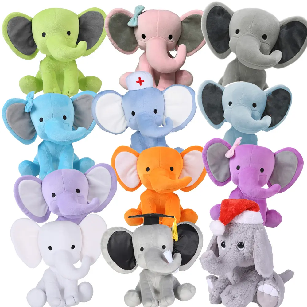 Baby Blue Elephant Plush Toys Stuffed Animals Gifts Wholesale Sublimation Blank Plush Elephants With Polyester Big Ears