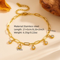 Parure de bijoux en acier inoxydable plaqué or 18 carats avec chaîne trombone en zircon cubique pour femme (collier, bracelet, bracelet de cheville)