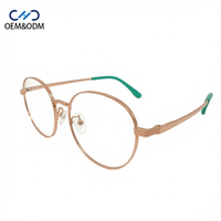 JJH26217 Monturas de Gafas Unisex Redondas de Metal con Aro Completo, Lentes AC, Diseño Ligero para Uso con Prescripción Médica