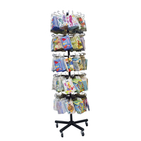 Présentoir rotatif à 5 niveaux avec roulettes et 75 crochets, structure rotative réglable pour petits sacs en toile – Vente directe usine